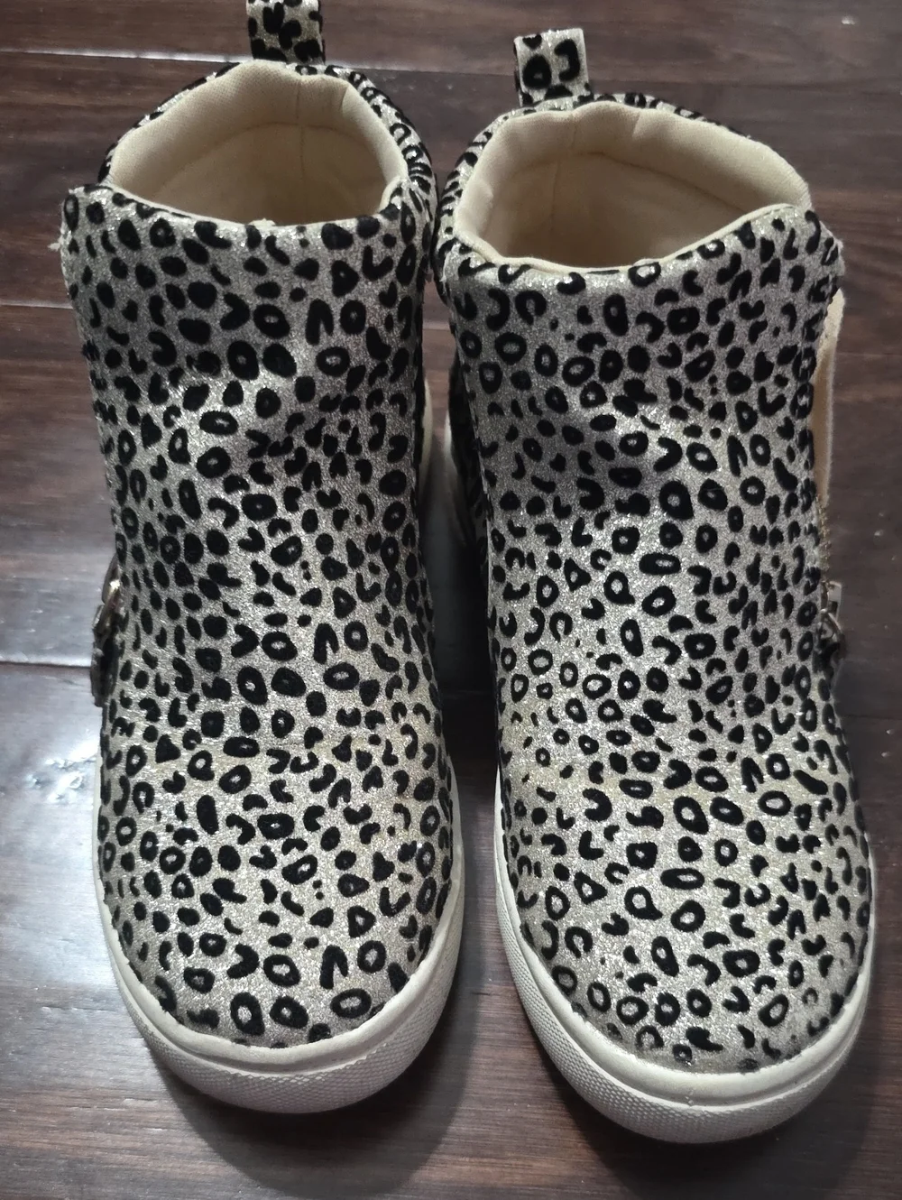 Harper Canyon Kids Leopard Print Glitter Boots - Silver/Black